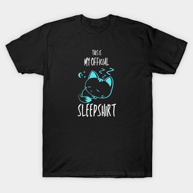 This is my official sleepshirt, Sleeping cartoon cat T-Shirt by Artisan